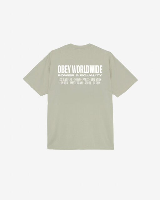 OBEY WORLDWIDE POWER & EQUALITY HEAVYWEIGHT T-SHIRT Silver Grey