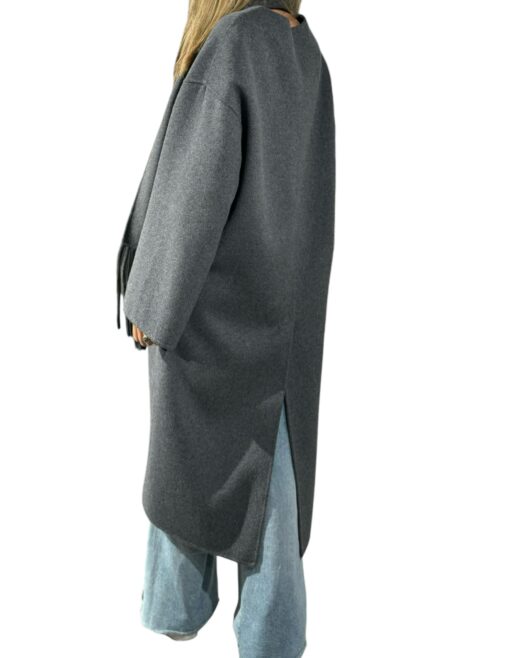 SO ALLURE Cappotto over con sciarpa grigio