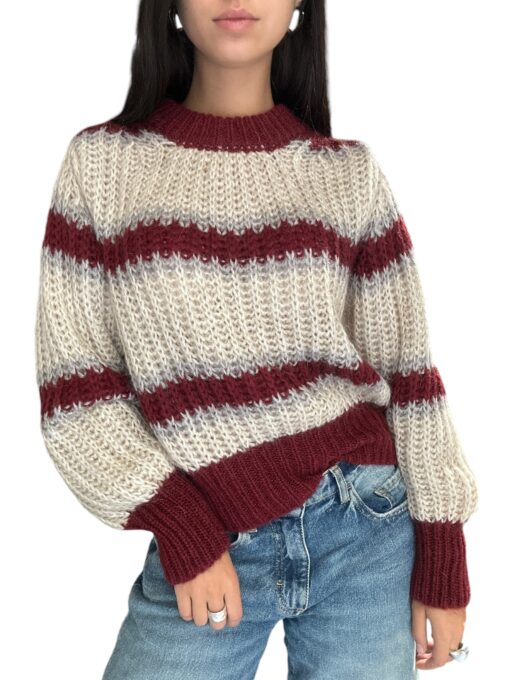 SO ALLURE Maglia Tricot righe Milk Bordeaux