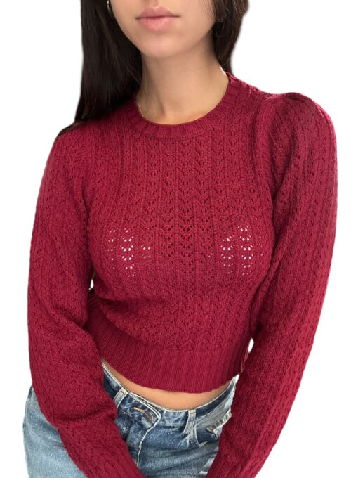 SO ALLURE Maglia Tricot con spalla morbida Bordeaux