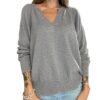 SO ALLURE Maglia boxy scollo V GREY