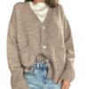 SO ALLURE Cardigan con bottoni gioiello cappuccino