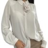 SO ALLURE Camicia fluida con spilla champagne