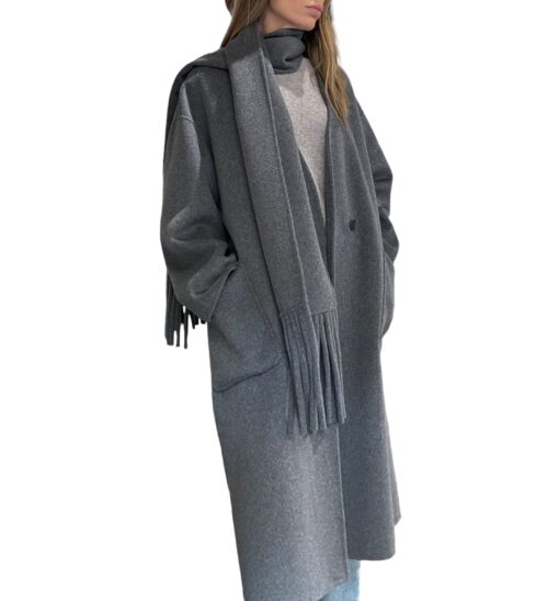 SO ALLURE Cappotto over con sciarpa grigio