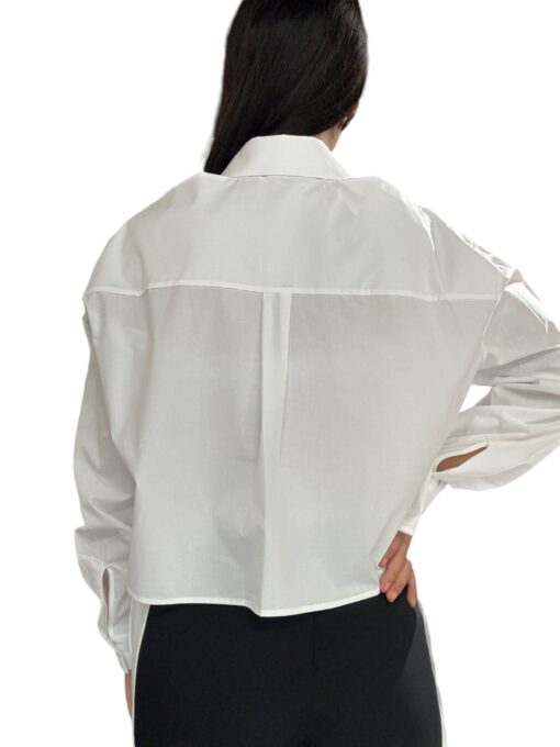 IMPERIAL Camicia crop con cut out spalle bianca