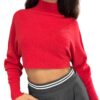 IMPERIAL Maglia crop collo alto Rosso