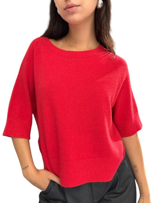 IMPERIAL Maglia crop manica 3/4 Rosso