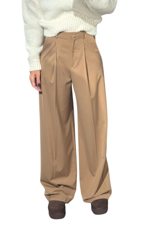 MERCI Pantalone Fluido con pinces Beige