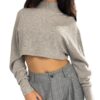 IMPERIAL Maglia crop collo alto Fango