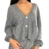 IMPERIAL Cardigan con bottoni crop Grigio